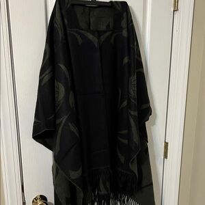 Iris Black and Green Patterned Drapes